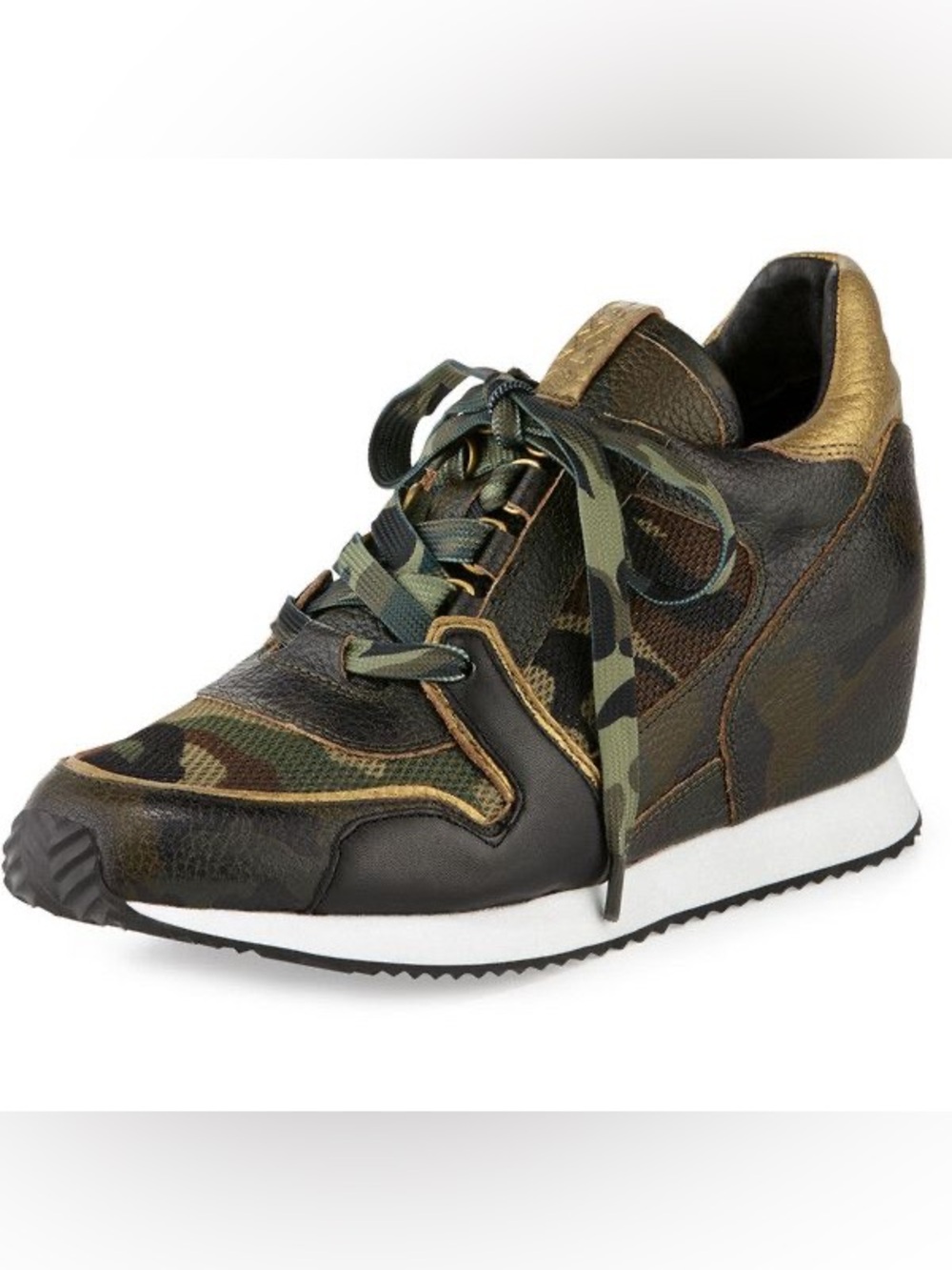 ASH Dean Camouflage Print Wedge Sneakers Camo Hidden Heel Platform Shoes 8.5-9